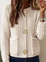 Loose Crew Neck Plain Vintage Cardigan