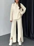 Women's Embossed Plain Daily Going Out Two-Piece Set Apricot Casual Spring/Fall Top With Pants Matching Set