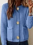 Loose Crew Neck Plain Vintage Cardigan
