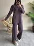 Women's Embossed Plain Daily Going Out Two-Piece Set Apricot Casual Spring/Fall Top With Pants Matching Set