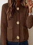 Loose Crew Neck Plain Vintage Cardigan