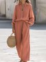 Women's Split Joint Plain Daily Going Out Two-Piece Set Khaki Casual Spring/Fall Top With Pants Matching Set