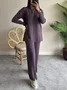 Women's Embossed Plain Daily Going Out Two-Piece Set Apricot Casual Spring/Fall Top With Pants Matching Set