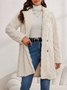Lapel Collar Casual Loose Plain Teddy Jacket