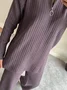 Women's Embossed Plain Daily Going Out Two-Piece Set Apricot Casual Spring/Fall Top With Pants Matching Set