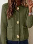 Loose Crew Neck Plain Vintage Cardigan