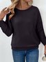 Women Plain Crew Neck Casual Long Sleeve T-shirt