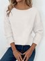 Women Plain Crew Neck Casual Long Sleeve T-shirt
