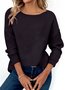 Women Plain Crew Neck Casual Long Sleeve T-shirt