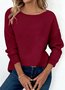 Women Plain Crew Neck Casual Long Sleeve T-shirt