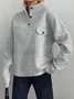 Casual Plain Stand Collar Regular Sleeve Sweatshirt