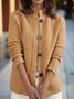Casual Plain Stand Collar Cardigan