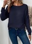 Women Plain Crew Neck Casual Long Sleeve T-shirt