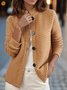 Casual Plain Stand Collar Cardigan