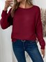 Women Plain Crew Neck Casual Long Sleeve T-shirt