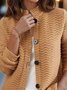 Casual Plain Stand Collar Cardigan