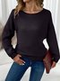 Women Plain Crew Neck Casual Long Sleeve T-shirt