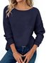 Women Plain Crew Neck Casual Long Sleeve T-shirt