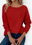 Women Plain Crew Neck Casual Long Sleeve T-shirt