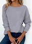 Women Plain Crew Neck Casual Long Sleeve T-shirt