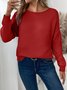 Women Plain Crew Neck Casual Long Sleeve T-shirt