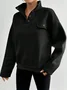 Casual Plain Stand Collar Regular Sleeve Sweatshirt
