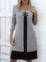 Casual Color Block Crew Neck Midi Dress