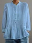 Women's Casual Cotton And Linen Pleated Shirt