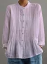 Women's Casual Cotton And Linen Pleated Shirt