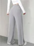 Women's  Elastic Waist H-Line Wide Leg Pants Daily Going Out Pants Blue Casual Split Joint Plain Spring/Fall Pants