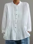 Women's Casual Cotton And Linen Pleated Shirt