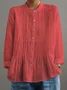 Women's Casual Cotton And Linen Pleated Shirt