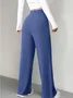 Women's  Elastic Waist H-Line Wide Leg Pants Daily Going Out Pants Blue Casual Split Joint Plain Spring/Fall Pants