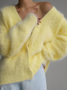 Thickened Imitation Mink Knitted Cardigan 2025 New Lazy Style Design Loose Temperament V-neck Sweater Cardigan