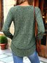 Women Color Block Crew Neck Casual Long Sleeve T-shirt