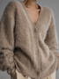 Thickened Imitation Mink Knitted Cardigan 2025 New Lazy Style Design Loose Temperament V-neck Sweater Cardigan