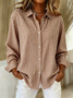 Women's Long Sleeve Shirt Spring/Fall Red Striped Buckle Shirt Collar Regular Sleeve Daily Going Out Casual Top