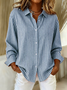 Women's Long Sleeve Shirt Spring/Fall Red Striped Buckle Shirt Collar Regular Sleeve Daily Going Out Casual Top