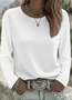 Women Plain Crew Neck Casual Long Sleeve T-shirt