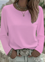Women Plain Crew Neck Casual Long Sleeve T-shirt