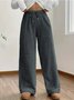 Women's  Elastic Waist H-Line Wide Leg Pants Daily Going Out Pants Apricot Casual Split Joint Plain Spring/Fall Pants
