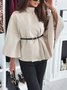 Urban Loose Split Joint Dolman Sleeve Plain Cloak With Belt