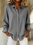 Women's Long Sleeve Shirt Spring/Fall Red Striped Buckle Shirt Collar Regular Sleeve Daily Going Out Casual Top