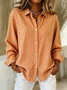 Women's Long Sleeve Shirt Spring/Fall Red Striped Buckle Shirt Collar Regular Sleeve Daily Going Out Casual Top