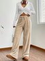 Women's  Elastic Waist H-Line Wide Leg Pants Daily Going Out Pants Apricot Casual Split Joint Plain Spring/Fall Pants