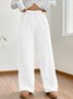 Women's  Elastic Waist H-Line Wide Leg Pants Daily Going Out Pants Apricot Casual Split Joint Plain Spring/Fall Pants
