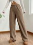 Women's  Elastic Waist H-Line Wide Leg Pants Daily Going Out Pants Apricot Casual Split Joint Plain Spring/Fall Pants