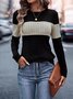 Women Color Block Crew Neck Urban Long Sleeve T-shirt