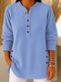Casual Plain Stand Collar Blouse