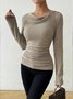 Women Plain Cowl Neck Urban Long Sleeve T-shirt